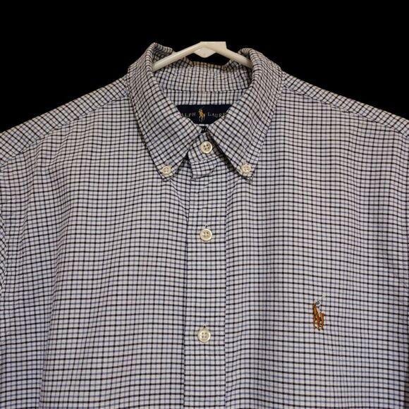 Ralph Lauren Other - Ralph Lauren Long Slv Button -Mens Large Slim Fit - Blue Check - Multicolor Pony